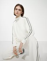 Felpa aperta - Strisce laterali - bianco