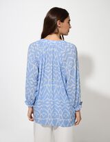 Bluse - Allover-Print - hellblau