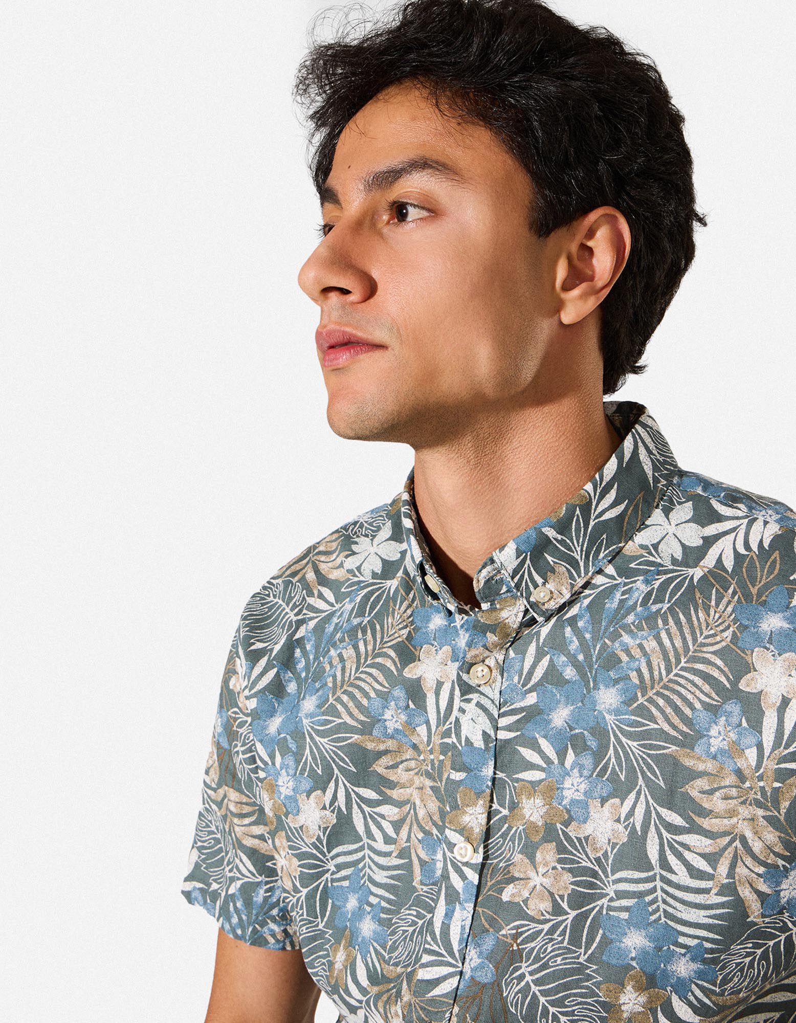 Chemise - Lin m&eacute;lang&eacute; - khaki