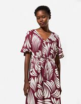 Kleid - Allover-Print - dunkelrot