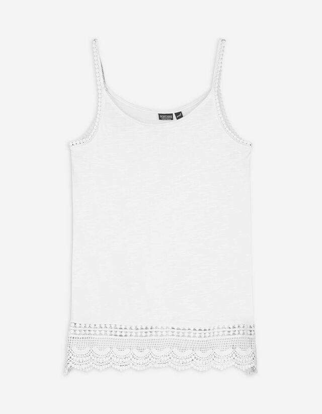 Top sans manches - Broderie anglaise - blanc
