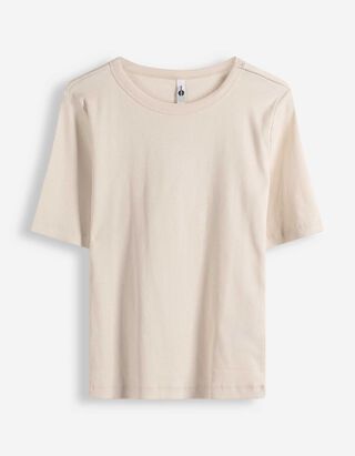 T-Shirt - Rippenstruktur - wei&szlig;