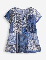 Blusenshirt - Allover-Print - blau