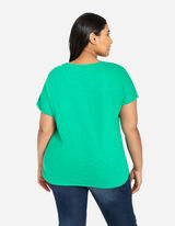 T-s&auml;rk - kinnitusega varrukad - roheline