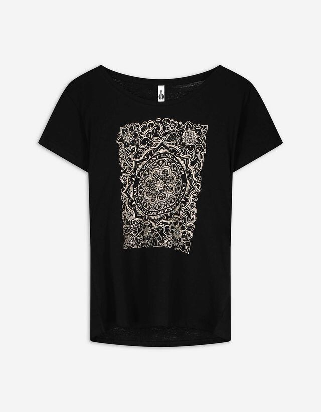 T-shirt - Glitterprint - zwart