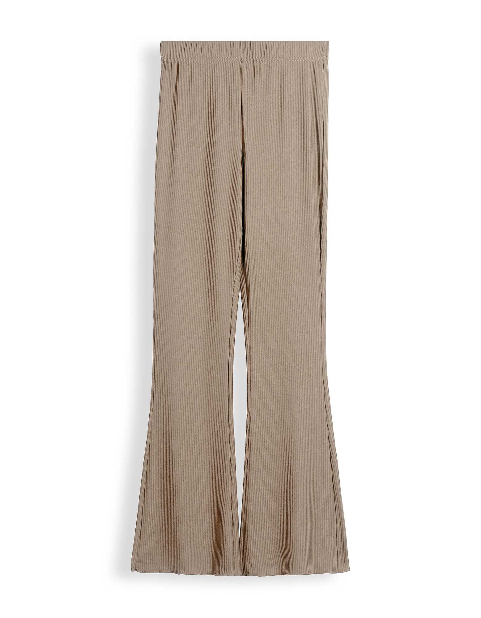 Pyjama Set aus Shirt und Hose - Gerippt - Taupe