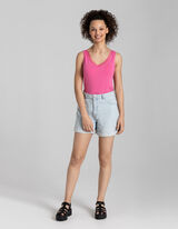 Trumpa palaidinė - Nėrinių apvadas - ryskiai rozinis