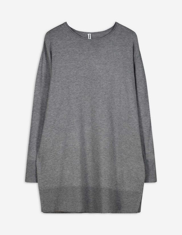 Pullover - Seitenschlitz - grau