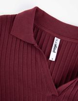 Tričko s dlhým rukávom - Rebrovaná štruktúra - tmavocervena