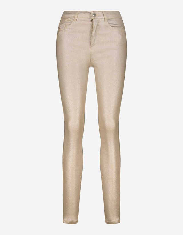 Jeggings - Tessuto glitterato - oro