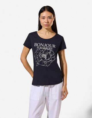T-Shirt - Glitzerprint - Dunkelblau
