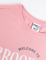 T-shirt - nadrukowany przekaz - rozowy