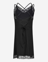 Pyjamashirt - Met kant - zwart