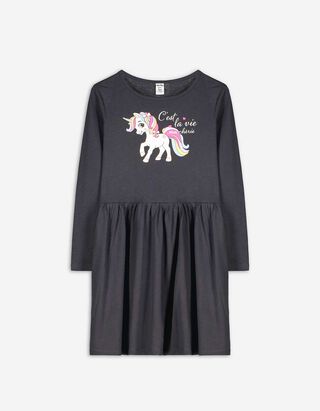 Kleid - Einhorn - dunkelgrau Kleid - Einhorn - dunkelgrau