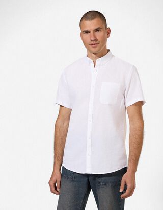 Hemd - Leinen-Mix - wei&szlig;