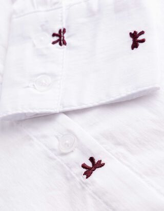 Bluse - Schleifenapplikation - Wei&szlig;