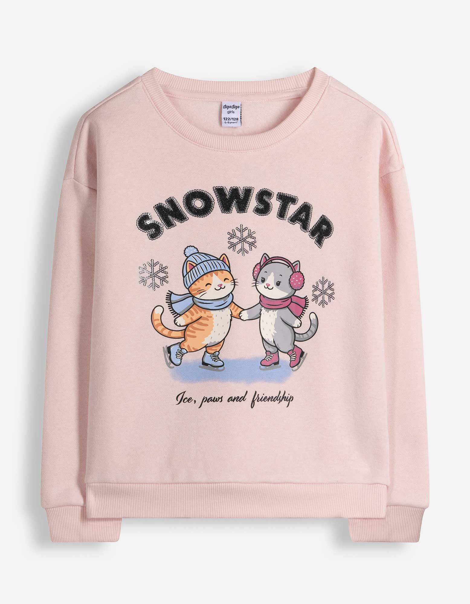 Sweatshirt - Paillettenbesatz - Rosa