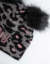 czapka z dzianiny - hafty - szary