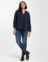 Camicia blusata - Maniche con risvolti fissi - blu scuro