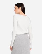 Langarmshirt - Rippstrick - weiß