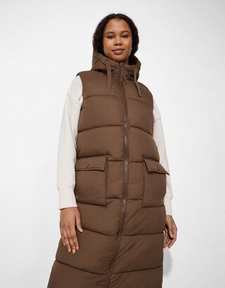 Lange Weste - Regular Fit - hellbraun