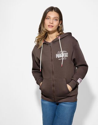 Sweatjacke - Print - hellbraun