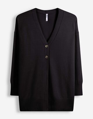 Cardigan - Druckknopf - Schwarz