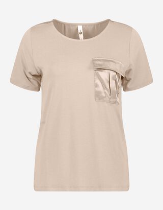 T-shirt - Viscose m&eacute;lang&eacute;e - Beige