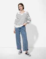 Strickpullover - Viskose-Mix - wei&szlig;