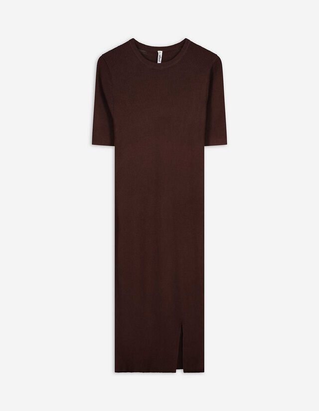 Robe - Viscose mélangée - Marron foncé