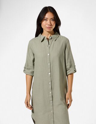Kleid - Hemdkragen - Gr&uuml;n