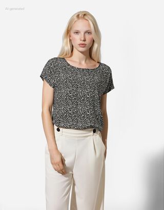 Bluse - Allover-Print - schwarz