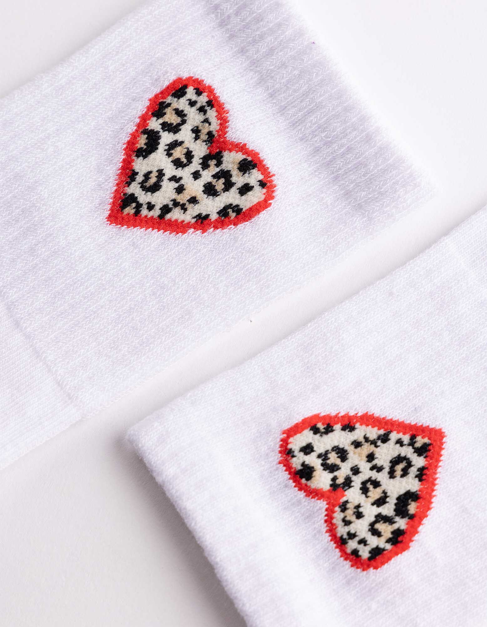 Tennissocken - Leopardenmuster - Wei&szlig;
