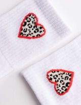 Tennissocken - Leopardenmuster - Wei&szlig;