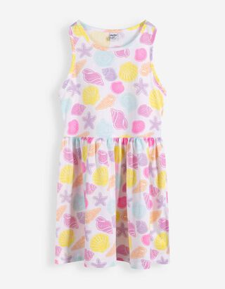 Kleid - Allover-Print - Wei&szlig;