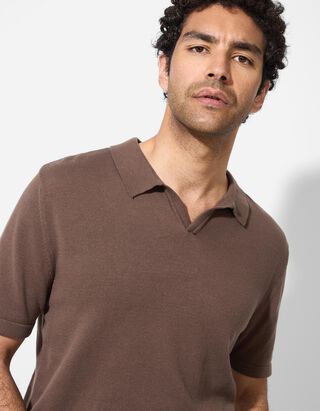 Poloshirt - Strick - hellbraun