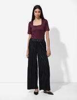 Majica kratek rokav - Mešanica materialov - temno vijolicna