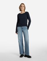 Marškinėliai ilgomis rankovėmis - Užapvalinti galai - tamsiai melynas