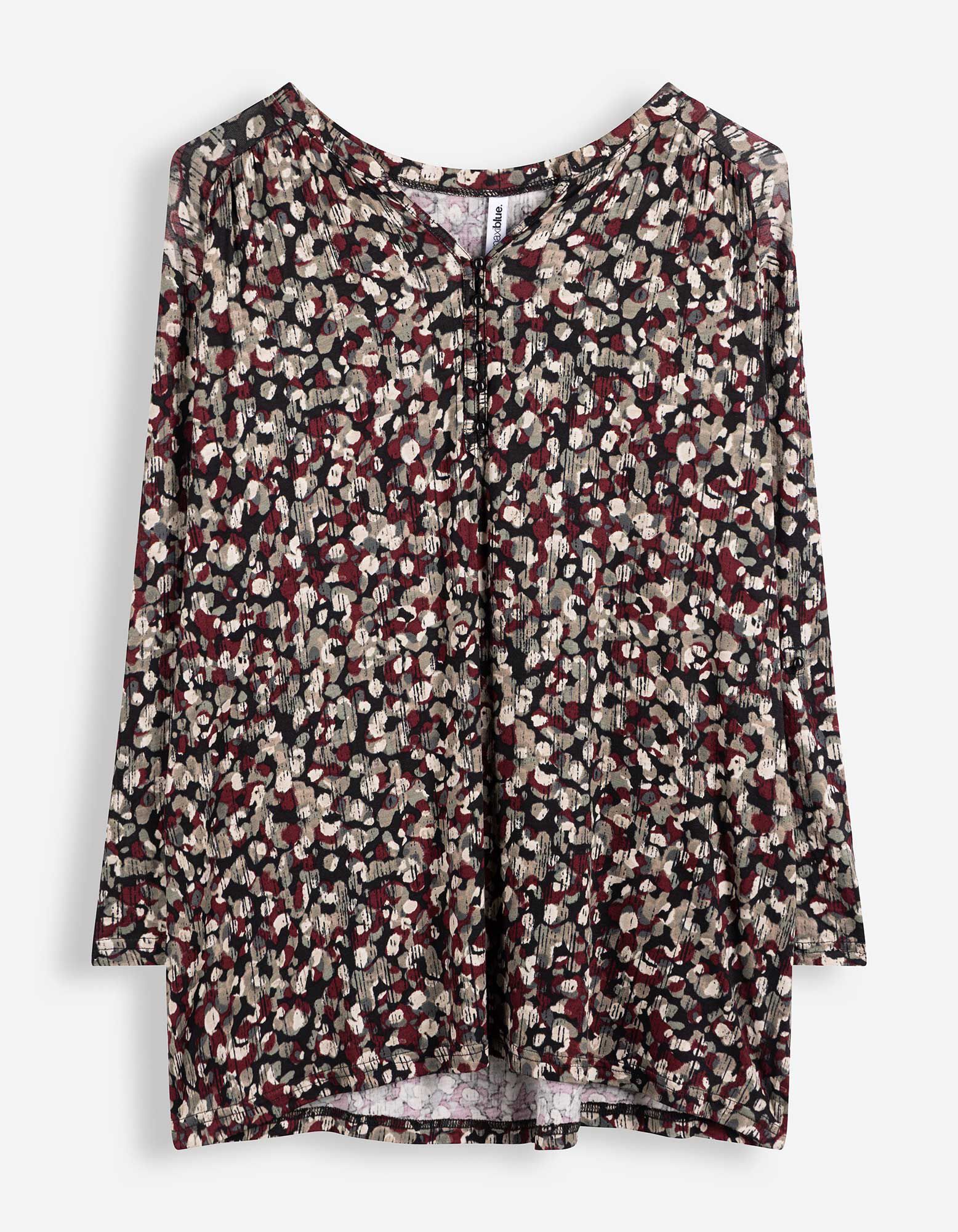 Blusenshirt - Allover-Print - Beige