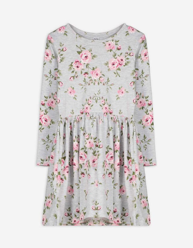 Kleid - Allover-Print - hellgrau