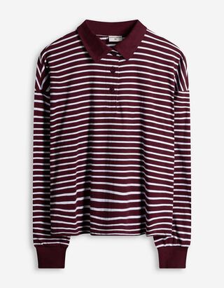 Poloshirt - Streifen - dunkelrot