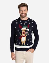 Sweter z dzianiny - Boże Narodzenie - ciemny niebieski