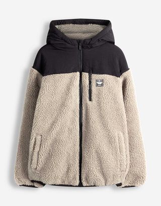 Sweatjacke - Teddyfell - Beige