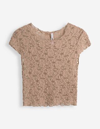 T-Shirt - Muschelsaum - Beige
