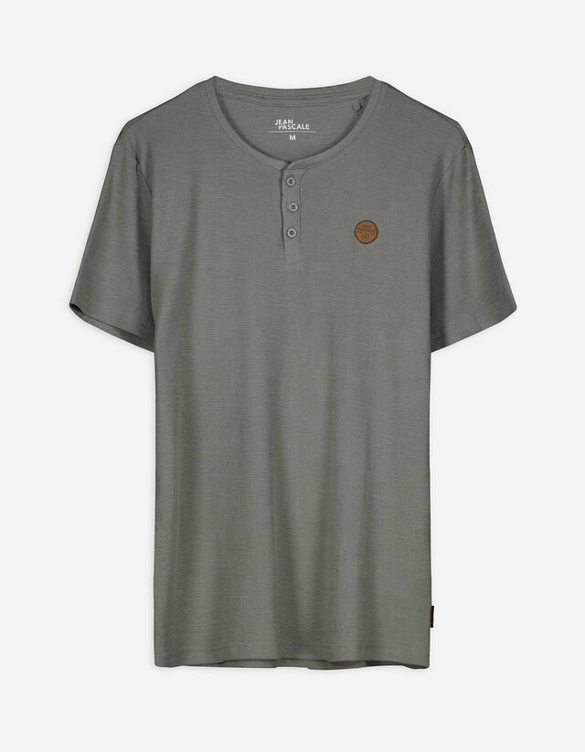 T-Shirt - Knopfleiste - dunkelgrün