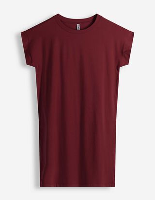 Kleid - gerade geschnitten - Dunkelrot