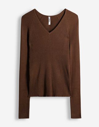 Pullover - Rippenstruktur - Dunkelbraun
