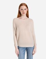 Pletený sveter - Znížené prieramky - bezova