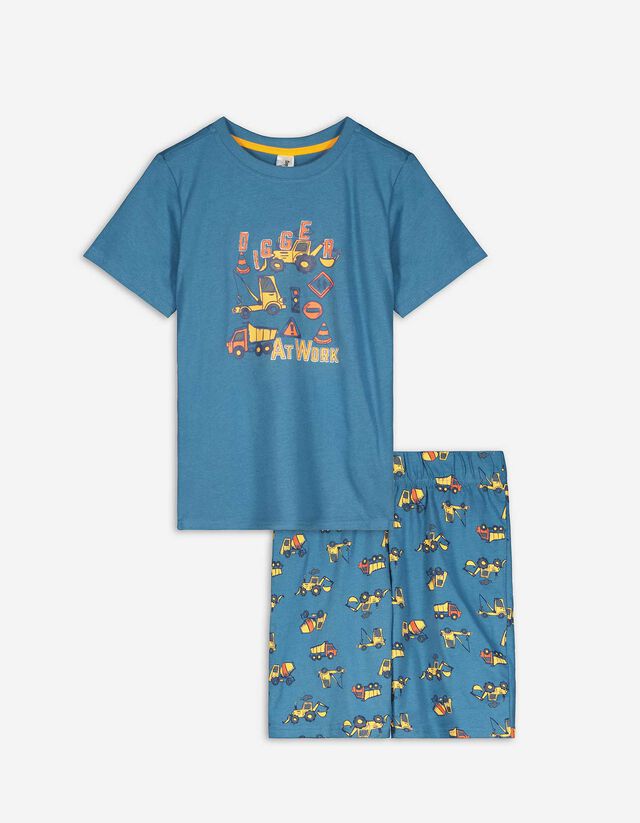 Pigiama completo (maglia + shorts) - Stampa - blu scuro