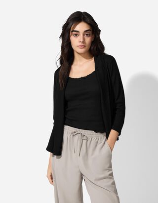 Cardigan - Guler &icirc;n cascadă - Negru